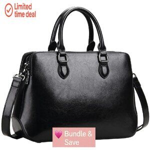 Genuine Leather Tote Shoulder Crossbody Bag Multi Compartment Work Purse